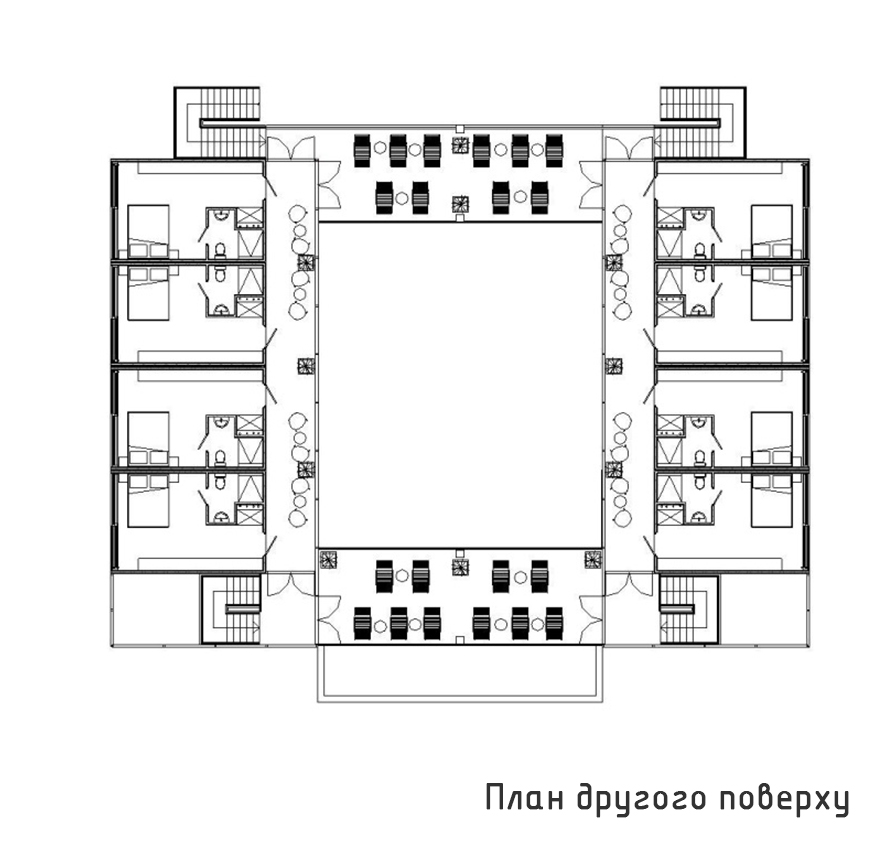 Модульный отель "The Rest Square" - проект Vizdome Space - План 2 этажа