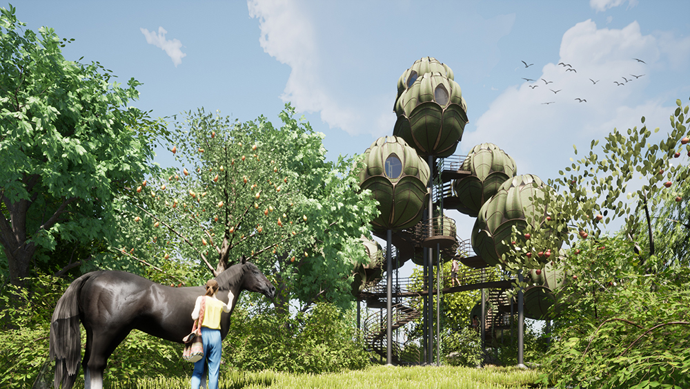 Fantasy architecture - The Wasp Nest unit from Vizdome Space