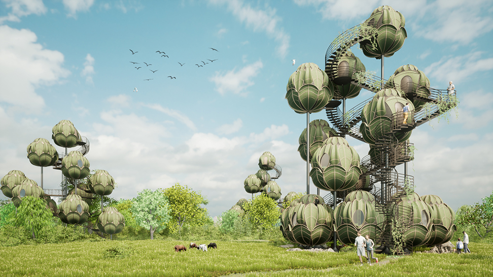 Fantasy architecture - The Wasp Nest cell from Vizdome Space