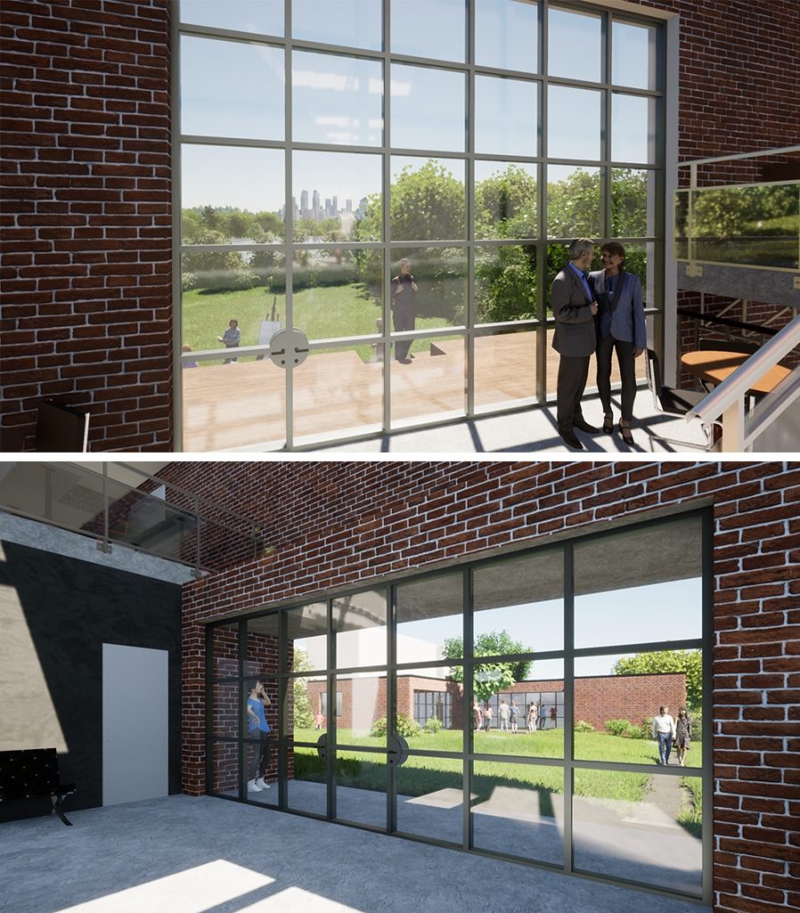 Architectural design of the visitor center near the Lemke House in Berlin
