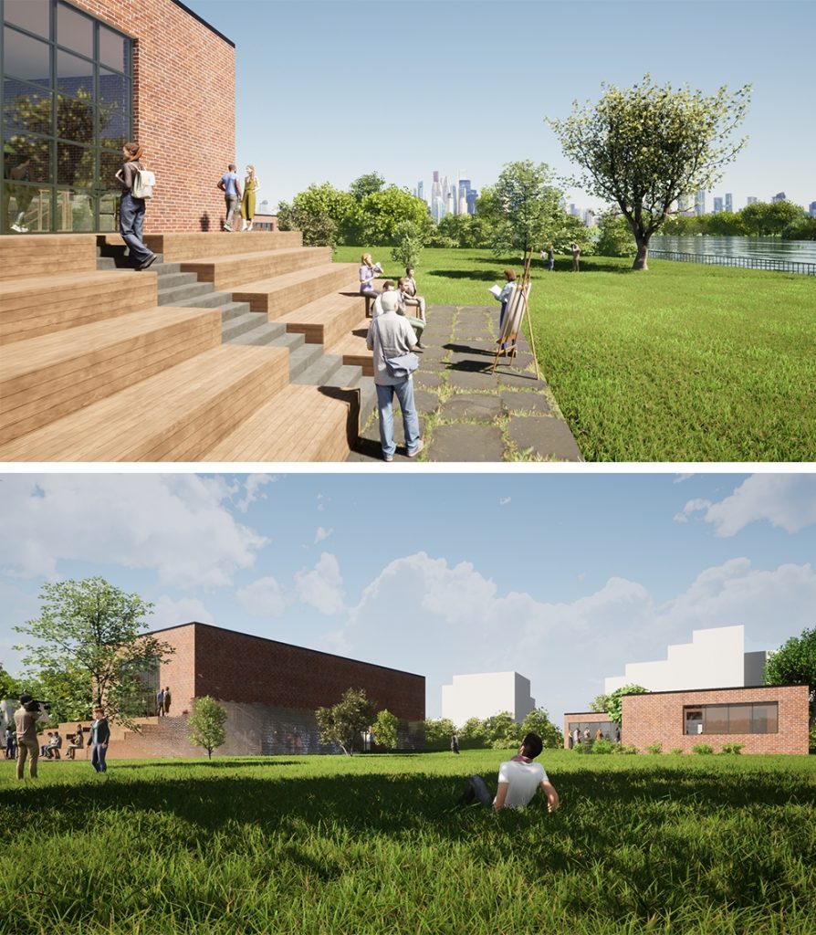 Architectural design of the visitor center near the Lemke House in Berlin