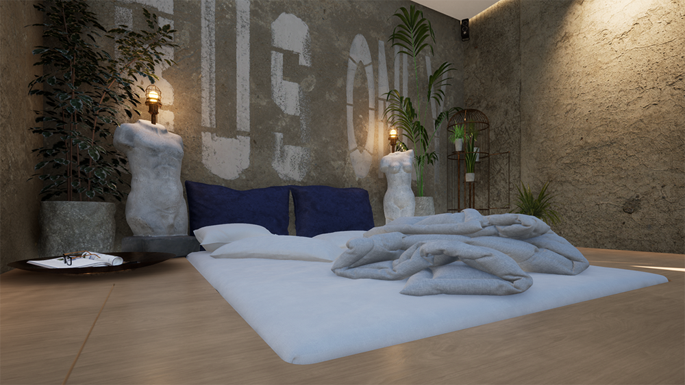 Interior design of the hotel room “Concrete Jungle”" - Vizdome Space