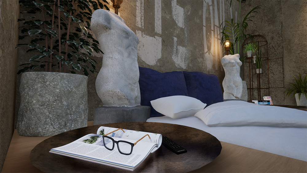Interior design of the hotel room “Concrete Jungle”" - Vizdome Space